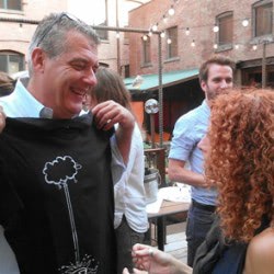 Bruno Gritti accepting his birthday gift at Monday's meet and greet