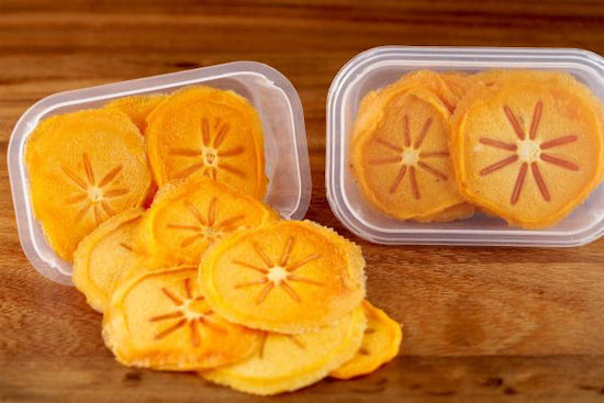 Orange sliced dried cheese.
