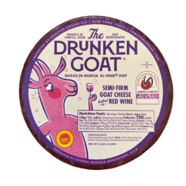 Wheel of Drunken Goat cheese with label