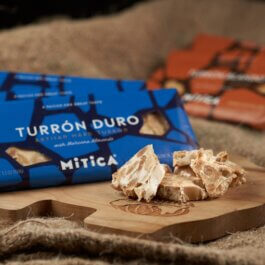 Turron Duro package with pieces in front